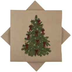 Serviett Juletre sløyfer beige