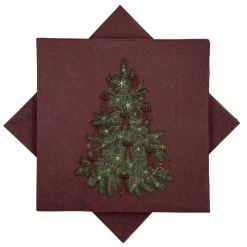 Serviett Juletre sløyfer burgunder