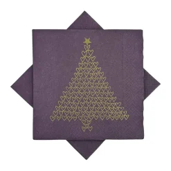 Serviett juletrehjerter lilla