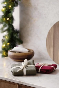 Serviett Vindel Lin 42x42cm 4pk rød