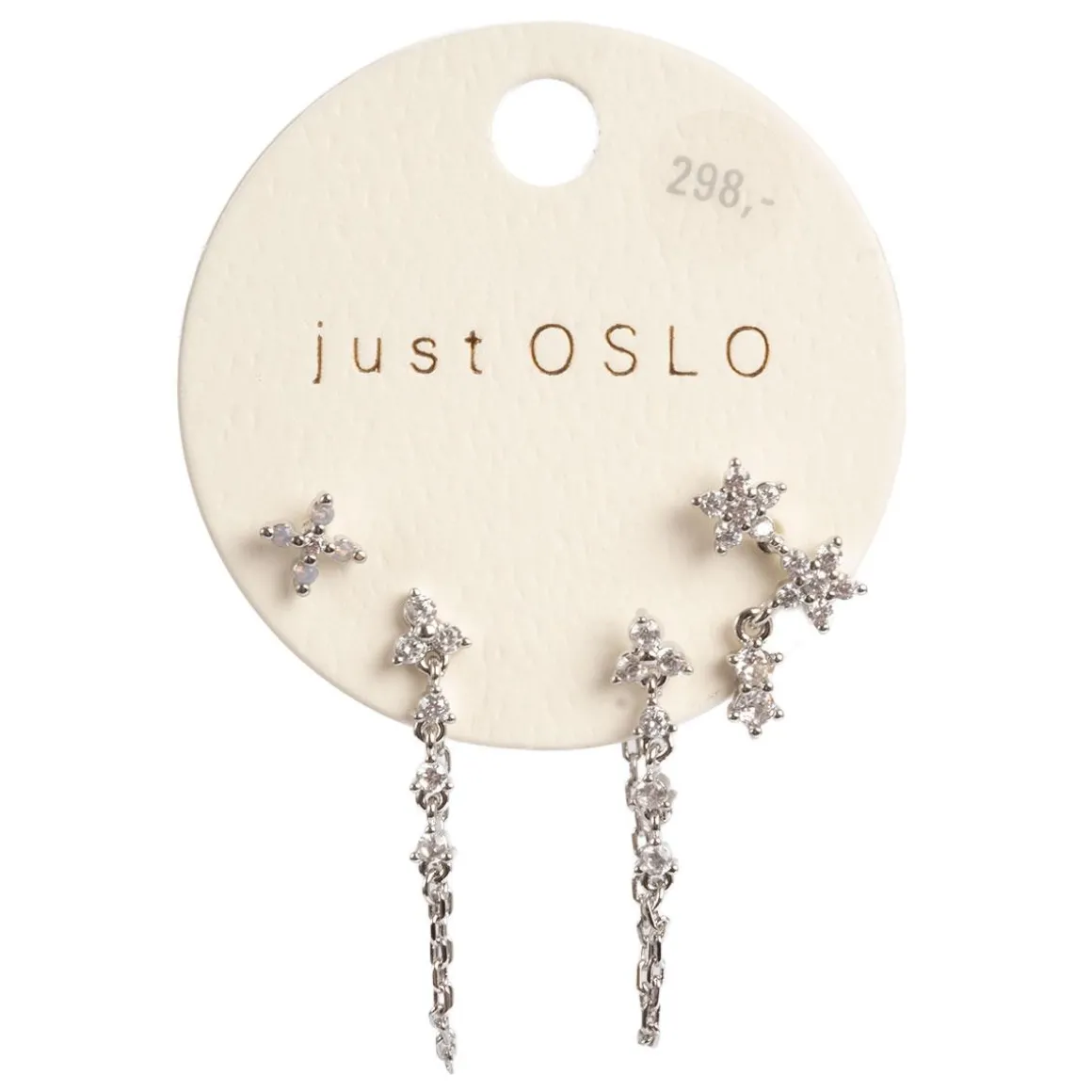 Sett med 4 øredobber, lace, Sølv