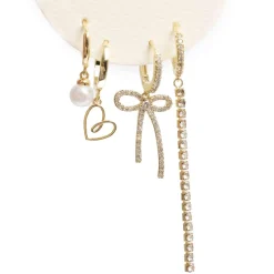 Sett med 4 øredobber, stjerne, Gull