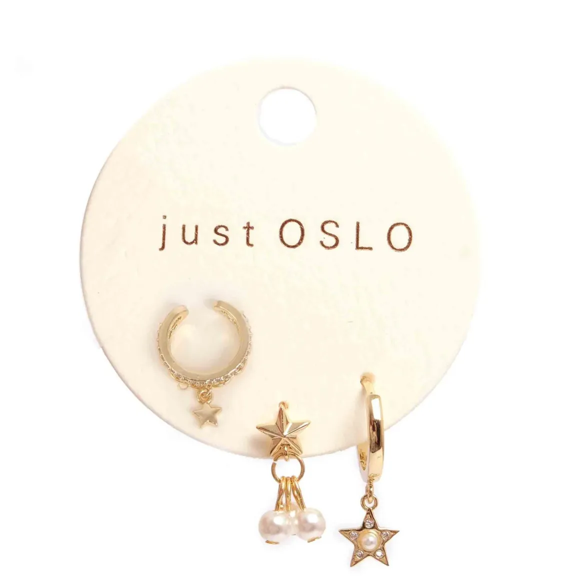 Sett med tre øredobbber, stjerne, Gull