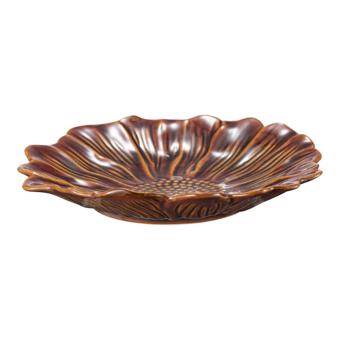 Tallerken Bloom flower 20cm Cognac