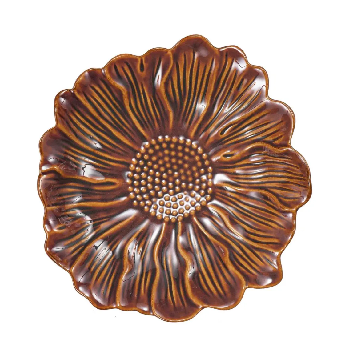 Tallerken Bloom flower 20cm Cognac