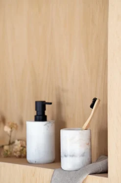 Tannbørsteholder marmor beige