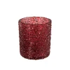 Telysholder Glitter 8 cm rød