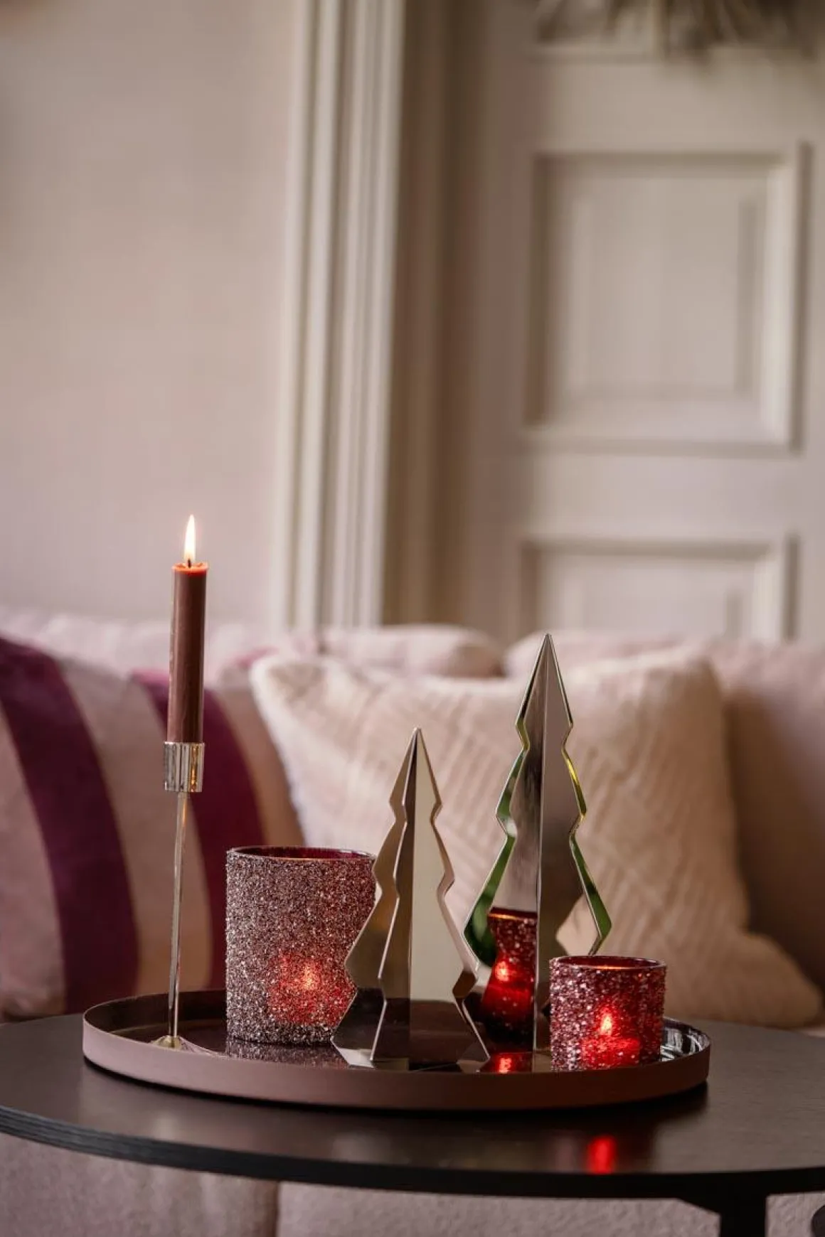 Telysholder Glitter burgunder 8 cm