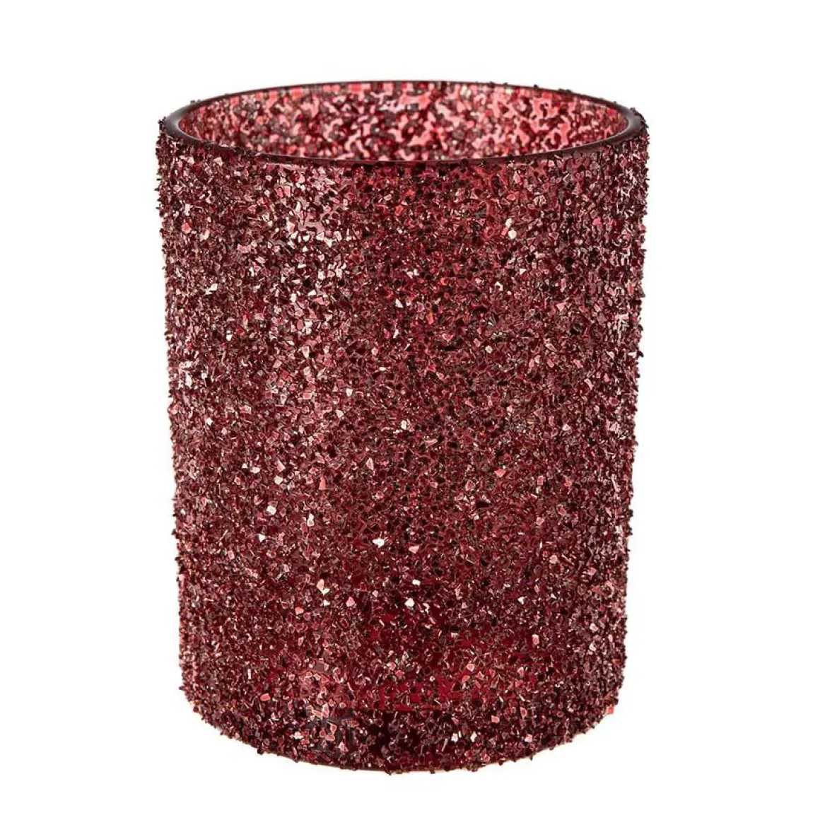 Telysholder Glitter 12,5cm rød