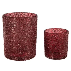 Telysholder Glitter 12,5cm rød