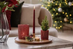 Telysholder Glitter 12,5cm rød