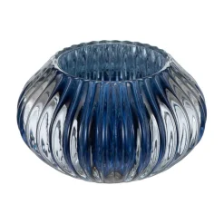 Telysholder rille mørk blå