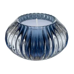 Telysholder rille mørk blå